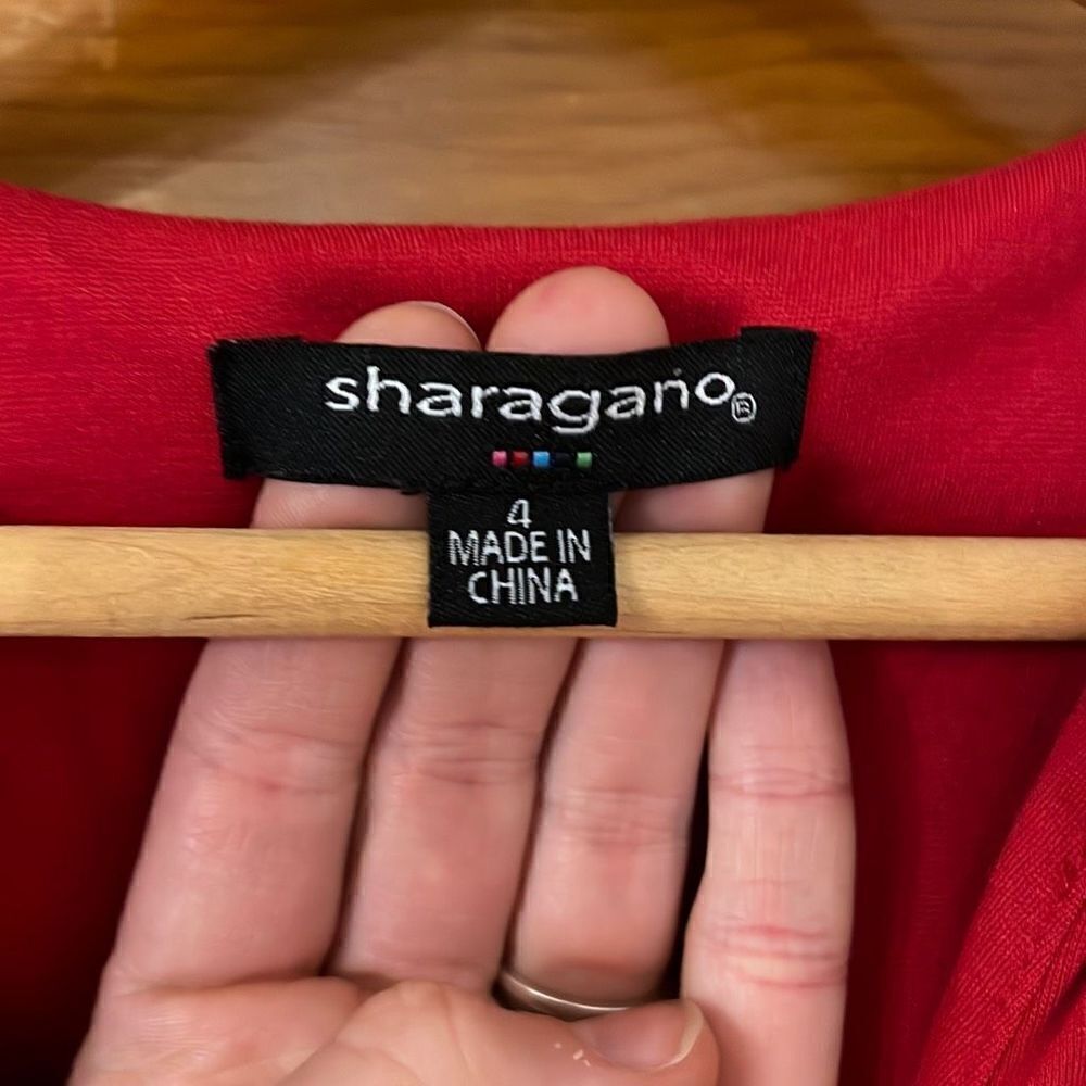 Sharagano Red Button Front Mini Dress 4 - Picture 6 of 9